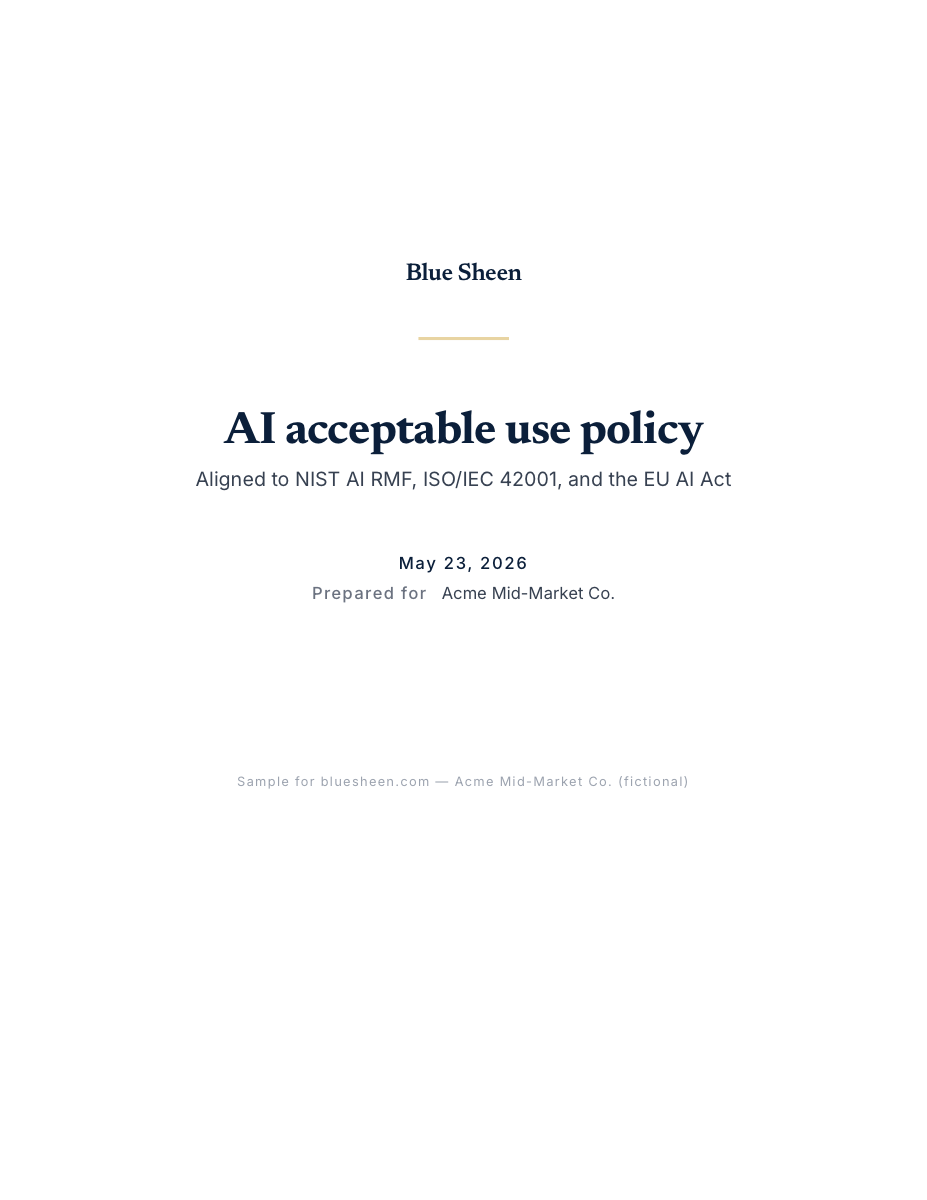 Preview of the AI Policy Generator sample for Acme Mid-Market Co.