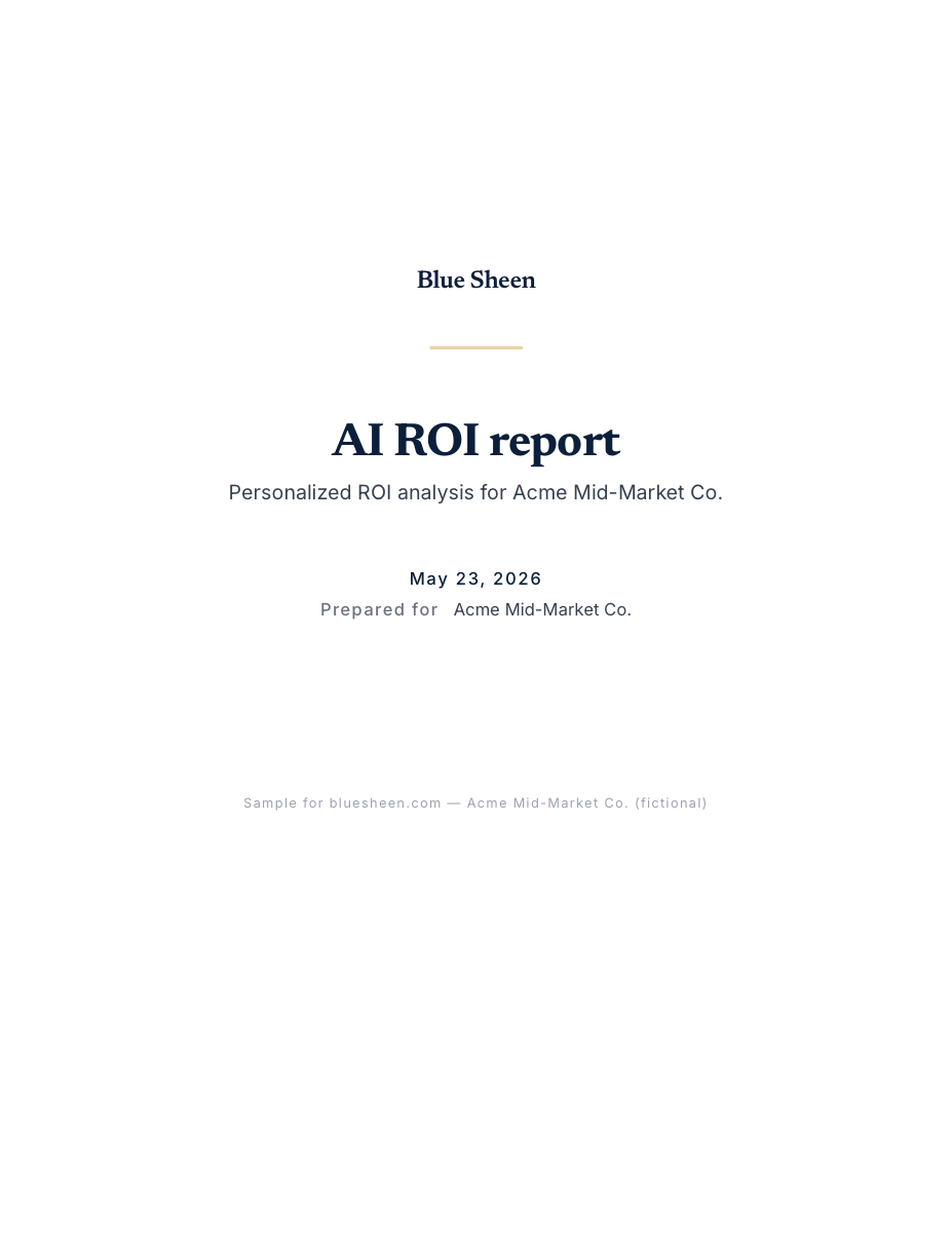 Preview of the AI ROI Calculator sample for Acme Mid-Market Co.