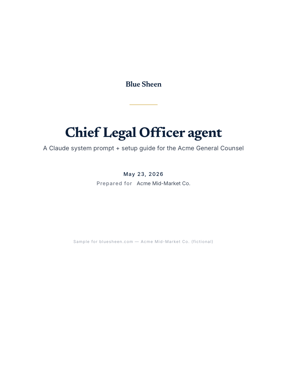 Preview of the Chief Legal Officer Agent sample for Acme Mid-Market Co.
