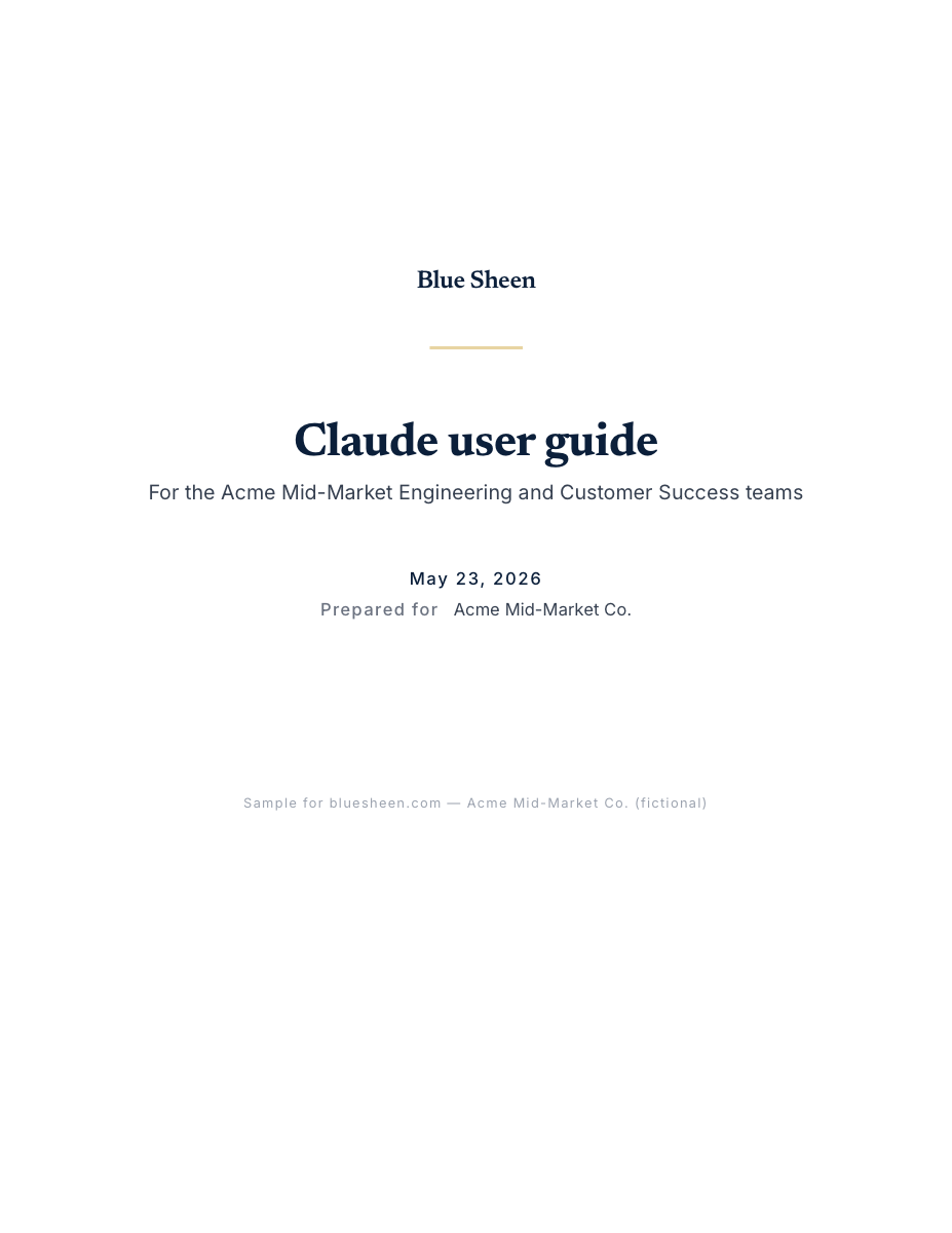 Preview of the Claude User Guide Generator sample for Acme Mid-Market Co.